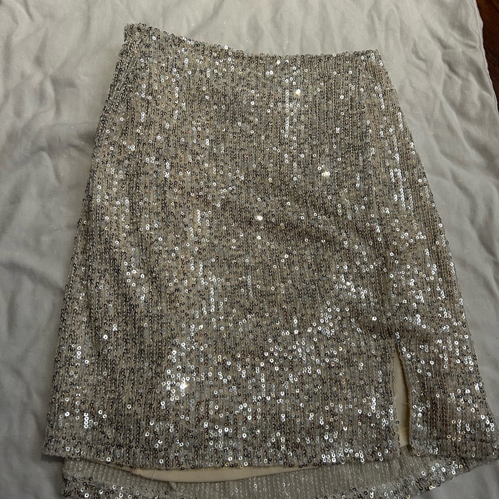 Miami Silver Sequin Mini Skirt